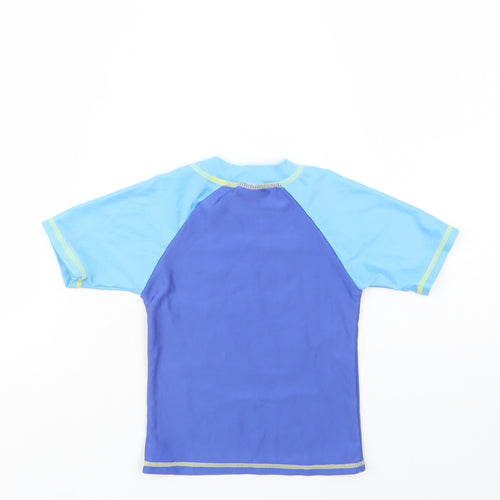 Free Summer Girls Blue Colourblock Polyester Pullover T-Shirt Size 3-4 Years Mock Neck Pullover - Team Surf