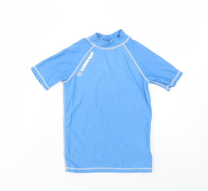 Technolayer Boys Blue Nylon Pullover T-Shirt Size 5-6 Years Mock Neck Pullover