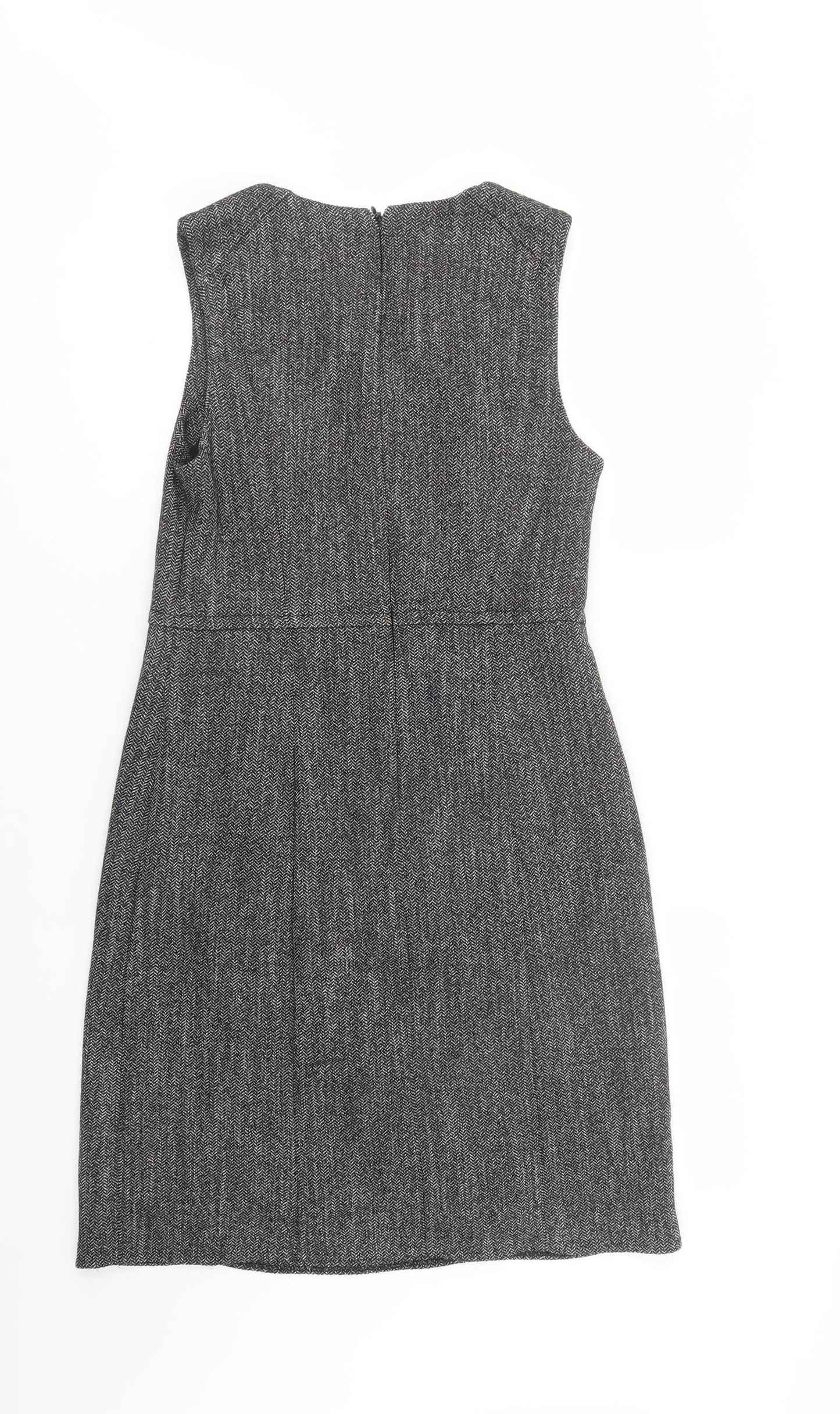 NEXT Womens Grey  Polyester Pencil Dress  Size 14  Scoop Neck Zip