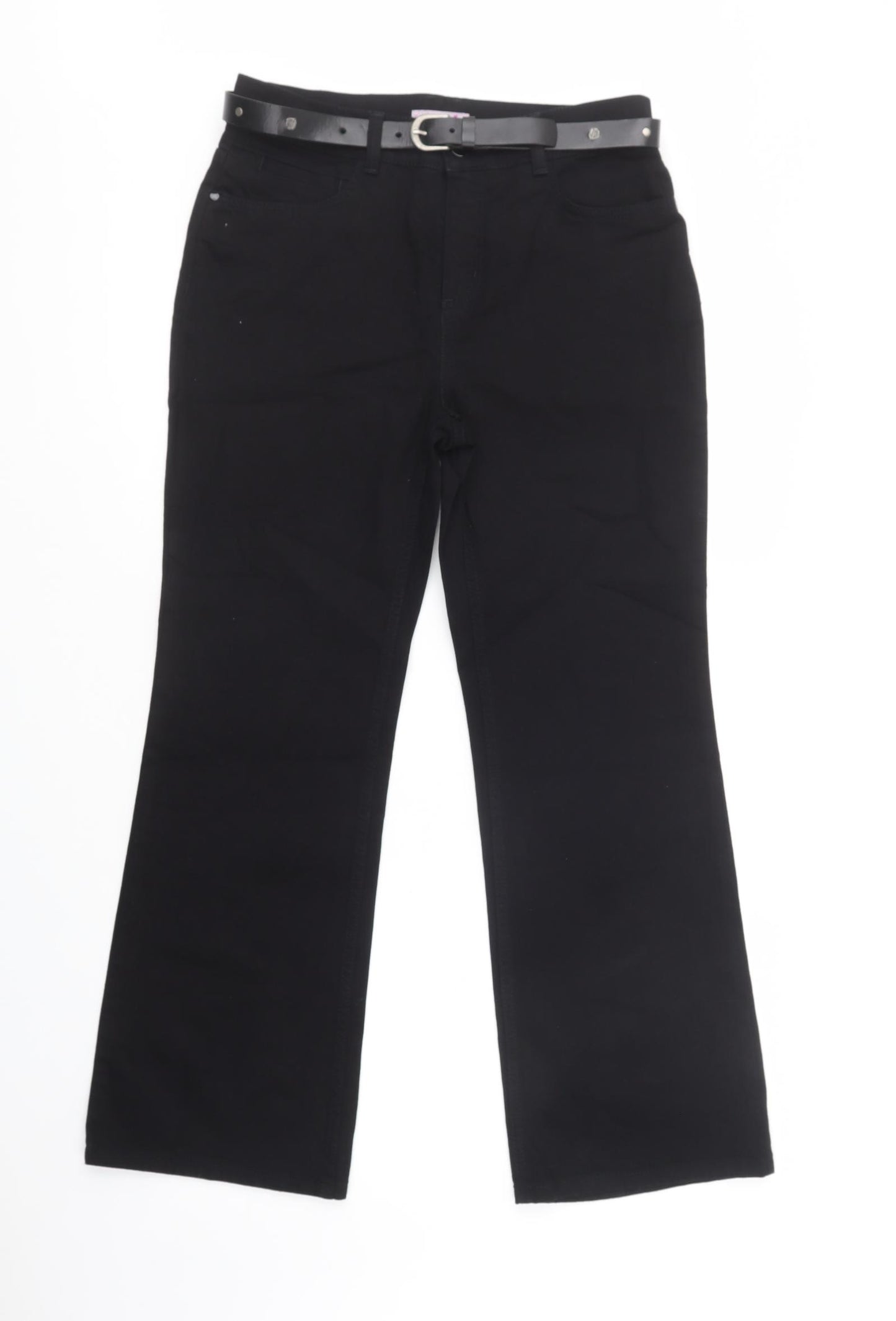 Per Una Womens Black  Cotton Bootcut Jeans Size 10 L30 in Regular Button