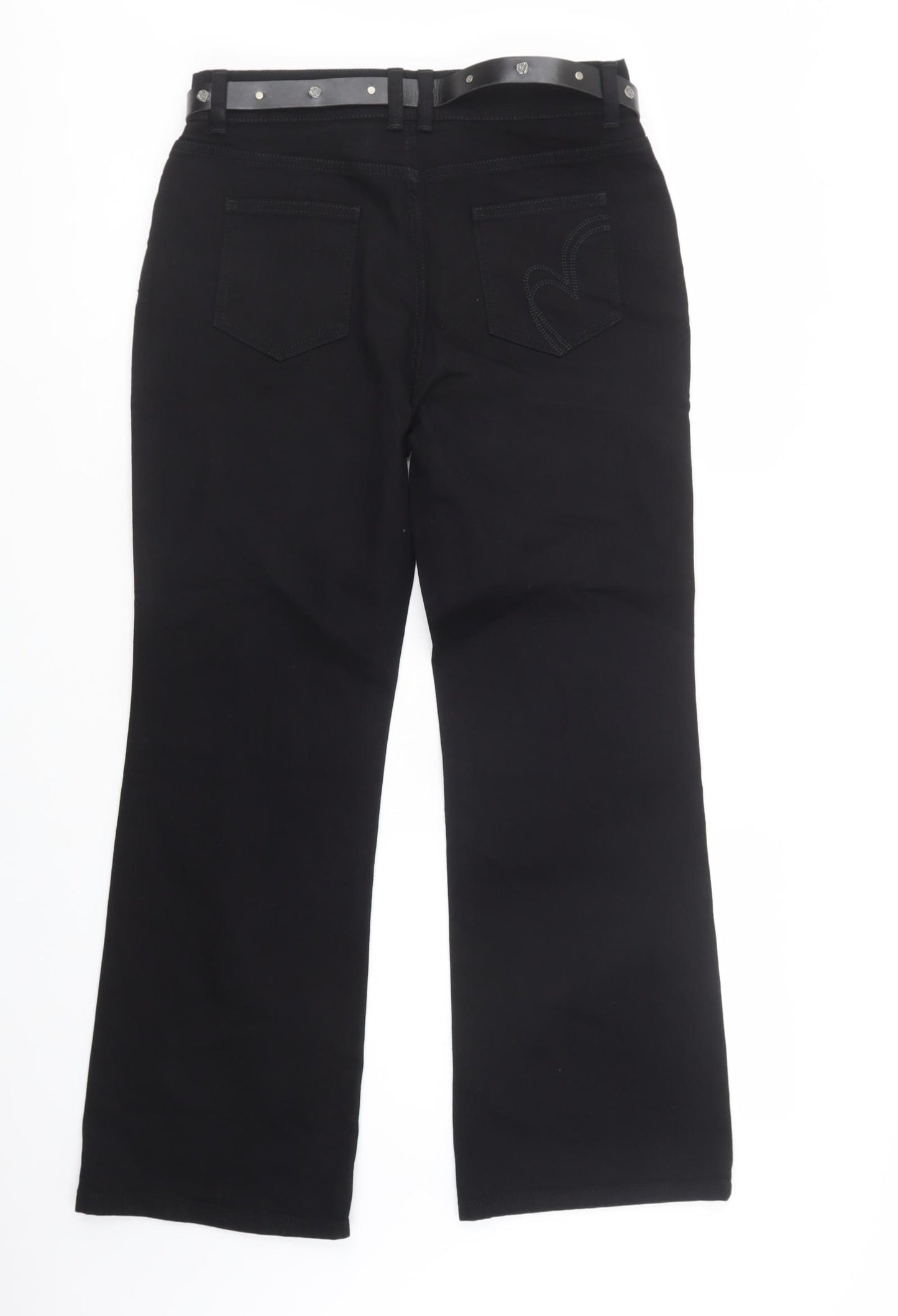 Per Una Womens Black  Cotton Bootcut Jeans Size 10 L30 in Regular Button