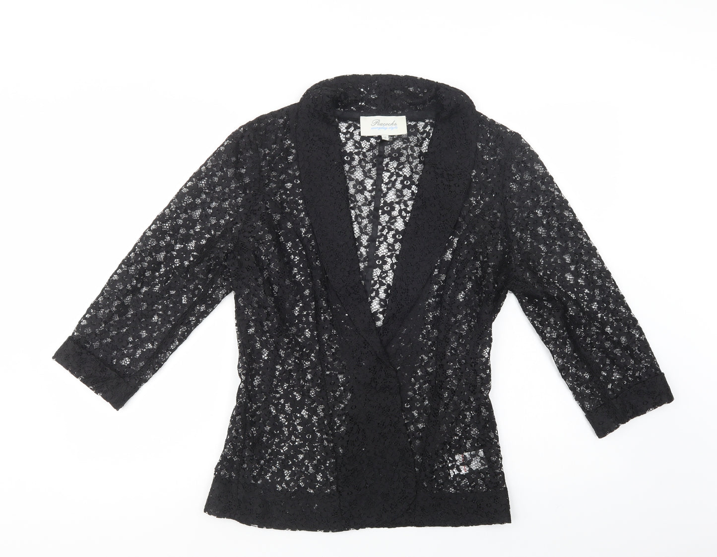 Peacocks Womens Black  Polyester Kimono Blouse Size 12 V-Neck