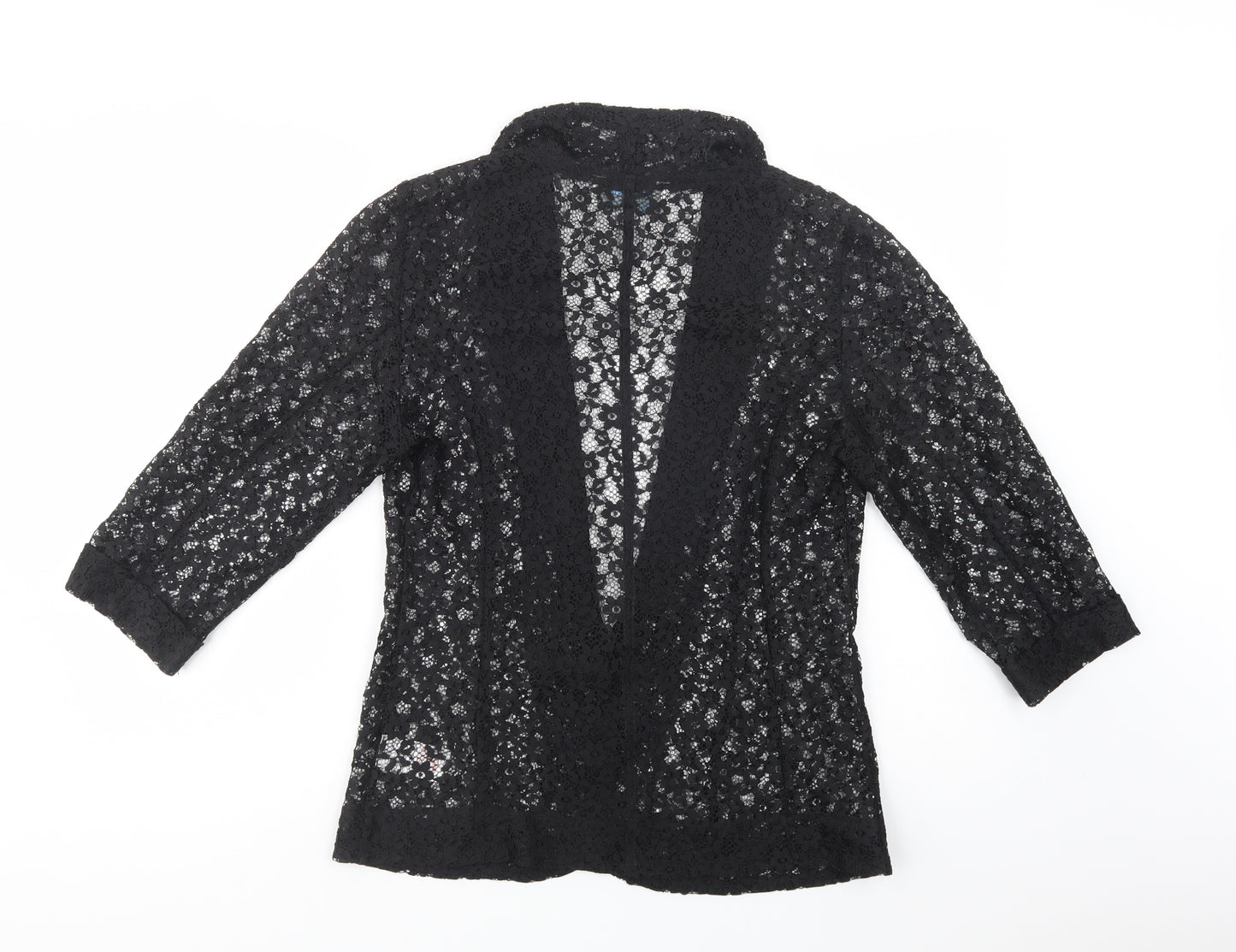 Peacocks Womens Black  Polyester Kimono Blouse Size 12 V-Neck