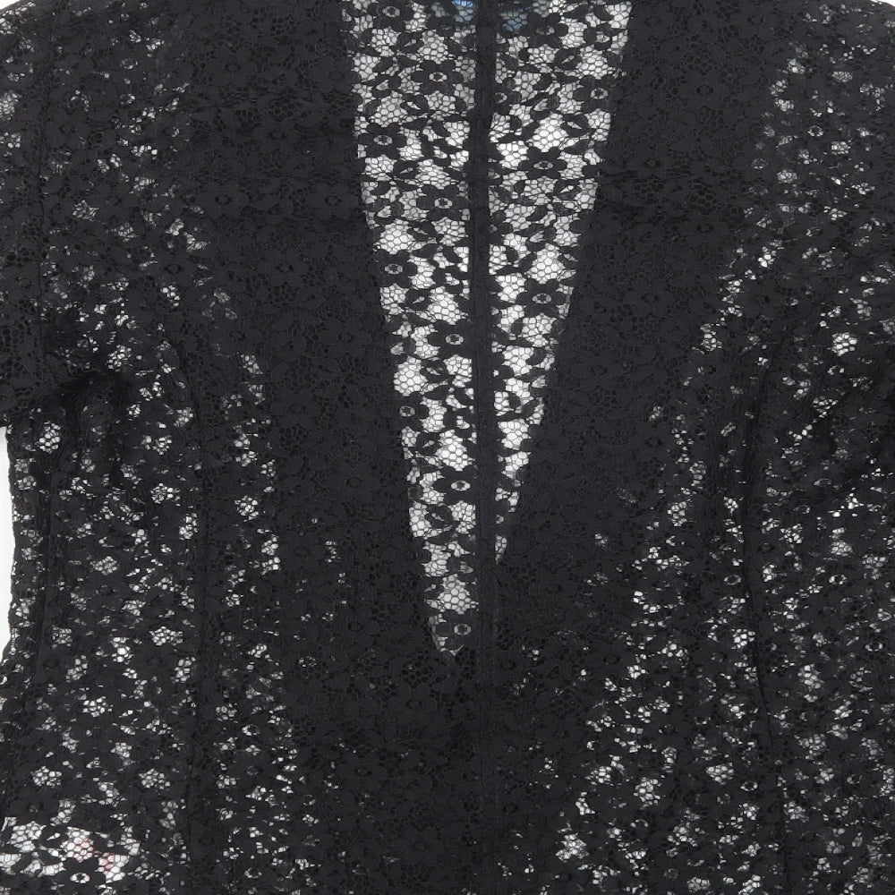Peacocks Womens Black  Polyester Kimono Blouse Size 12 V-Neck