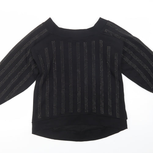 River Island Womens Black  Cotton Pullover Sweatshirt Size XS  Pullover