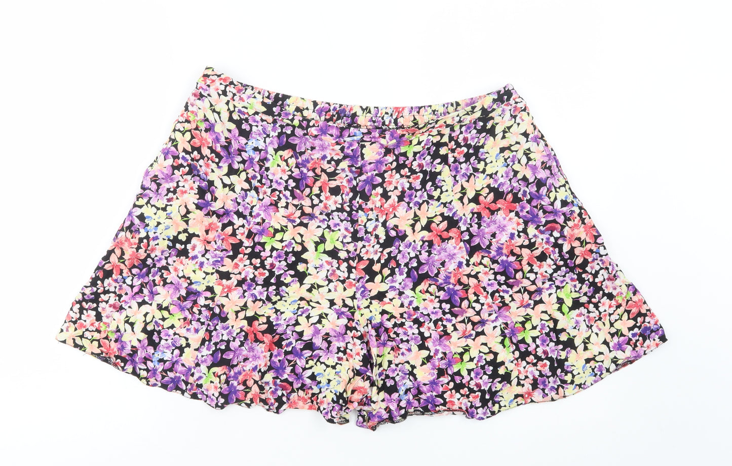 F&F Womens Multicoloured Floral Viscose Bermuda Shorts Size 16 L5 in Regular