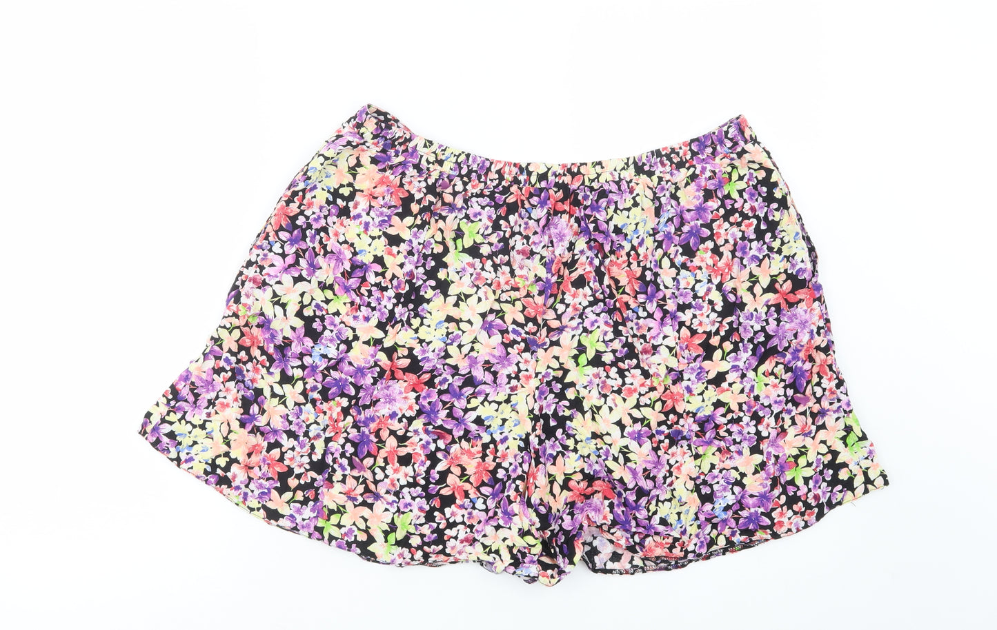 F&F Womens Multicoloured Floral Viscose Bermuda Shorts Size 16 L5 in Regular