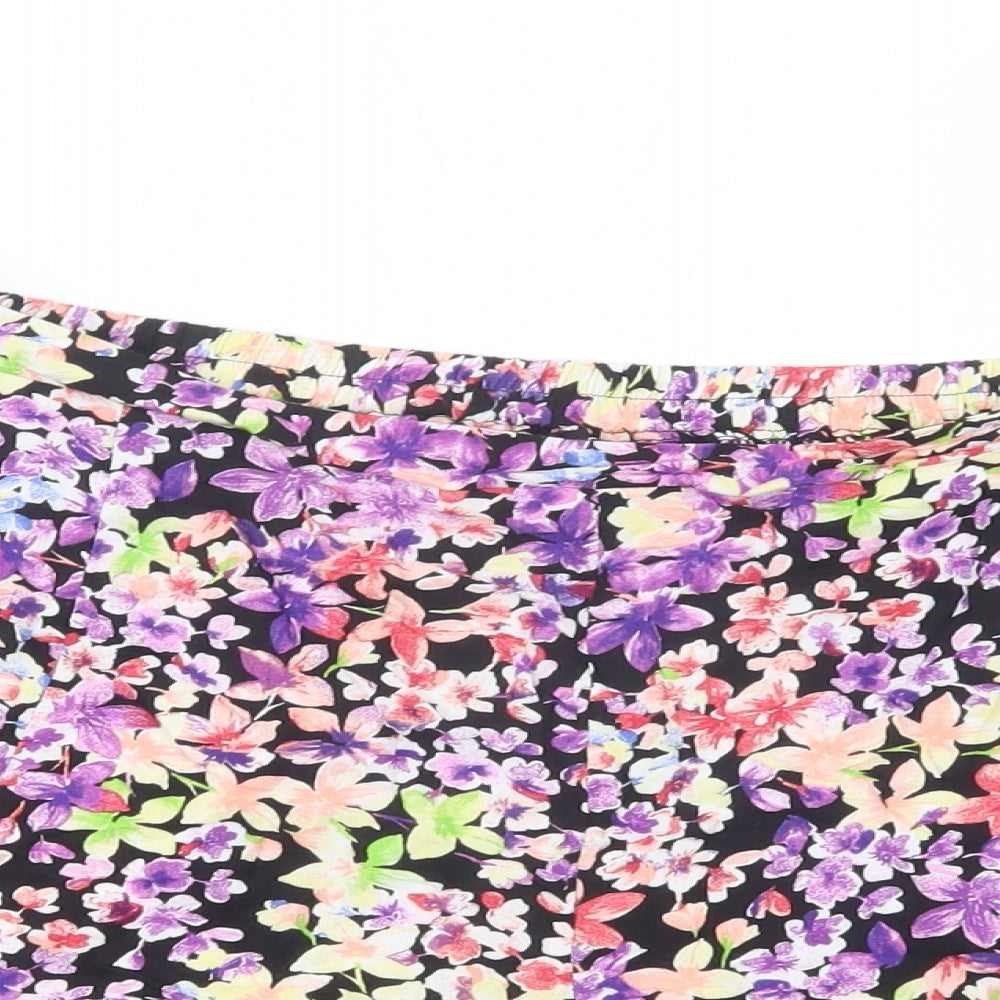 F&F Womens Multicoloured Floral Viscose Bermuda Shorts Size 16 L5 in Regular