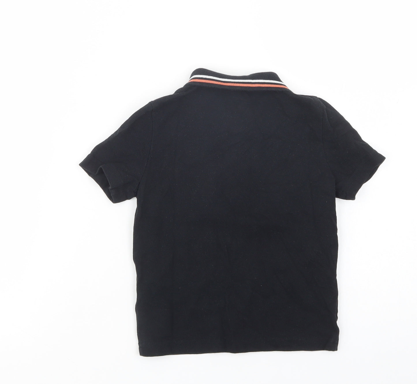 F&F Boys Black  Cotton Pullover Polo Size 3-4 Years Collared Button