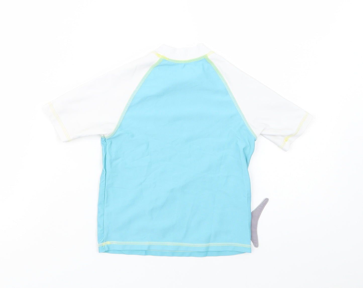 F&F Girls Blue Colourblock Polyester Pullover T-Shirt Size 3-4 Years Mock Neck Pullover - Shark