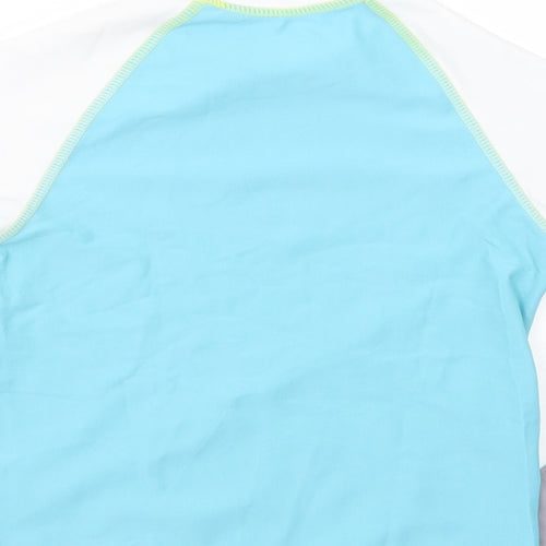 F&F Girls Blue Colourblock Polyester Pullover T-Shirt Size 3-4 Years Mock Neck Pullover - Shark