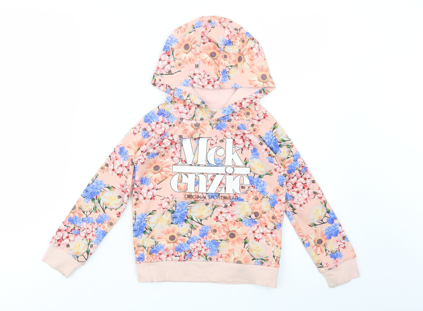 McKenzie Girls Pink Floral Polyester Pullover Hoodie Size 5-6 Years  Pullover