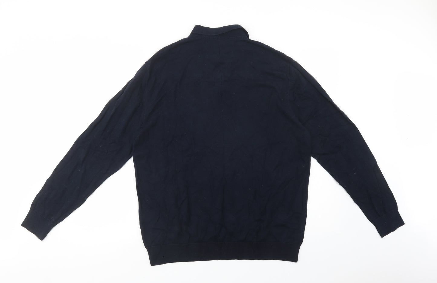 NEXT Mens Blue Collared  Cotton Pullover Jumper Size XL
