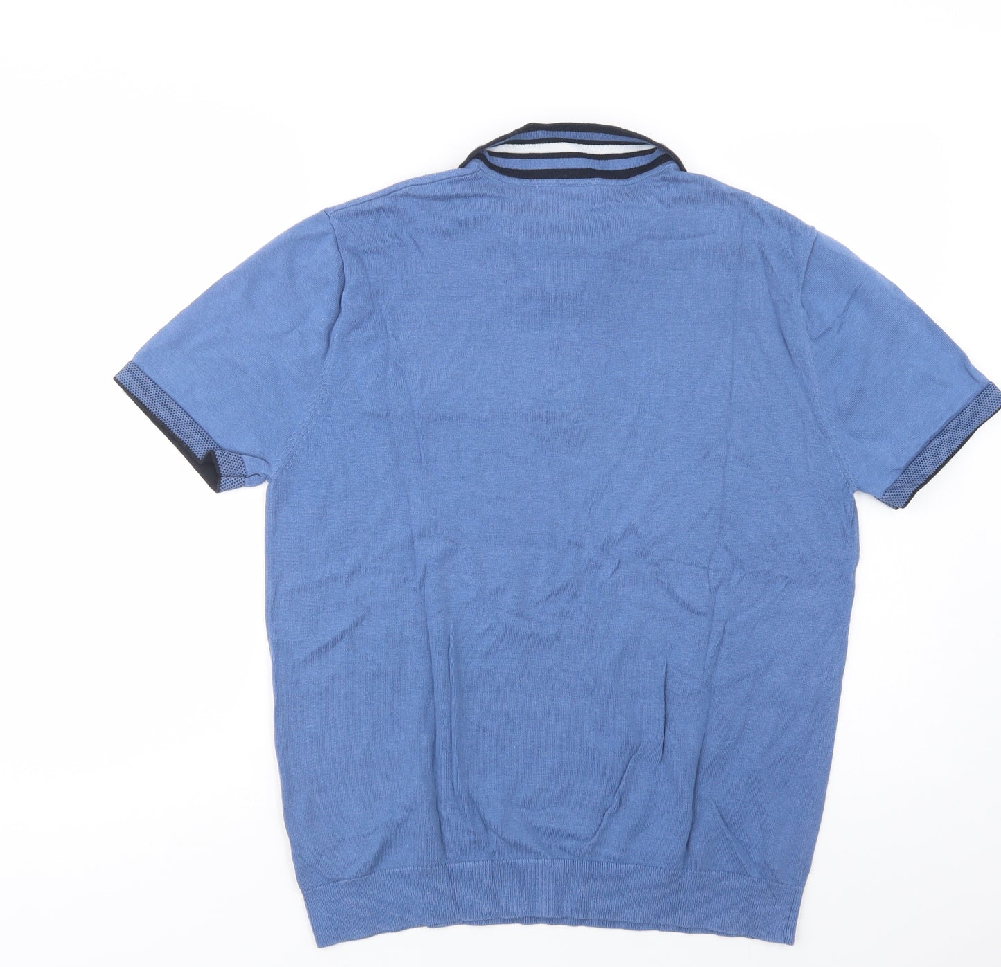 NEXT Mens Blue  Cotton  Polo Size L Collared Button