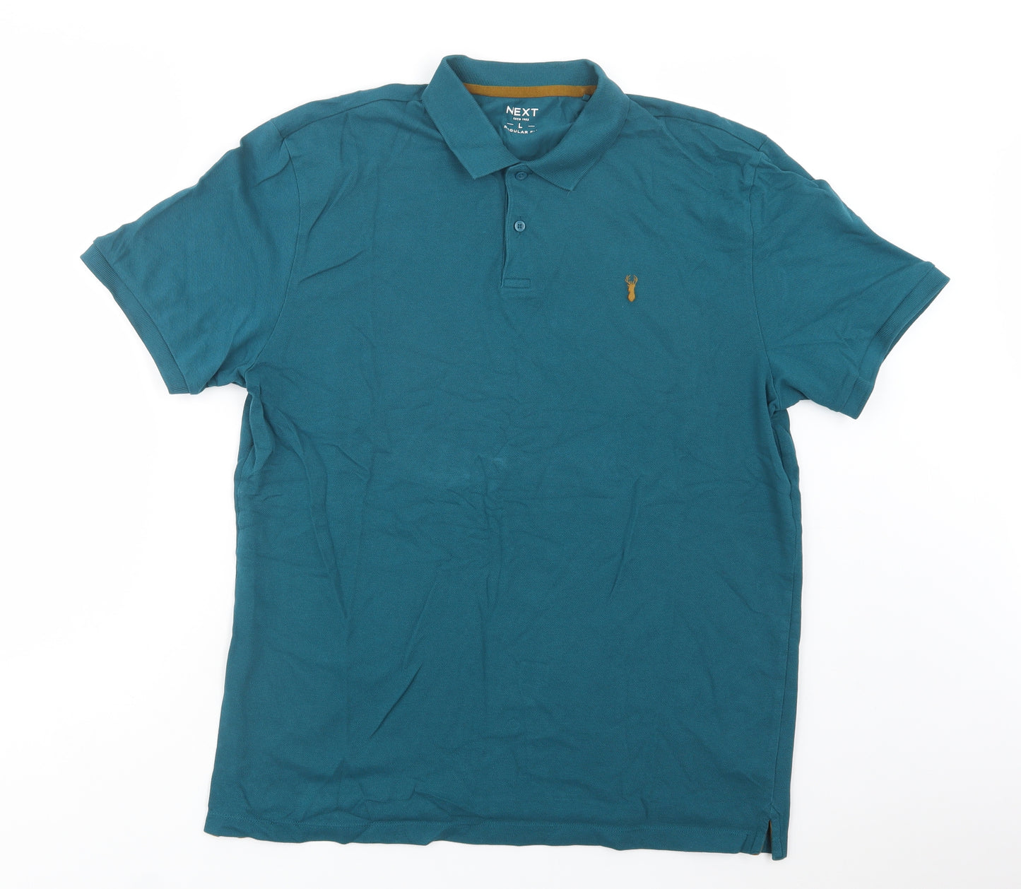 NEXT Mens Green  Cotton  Polo Size L Collared Button