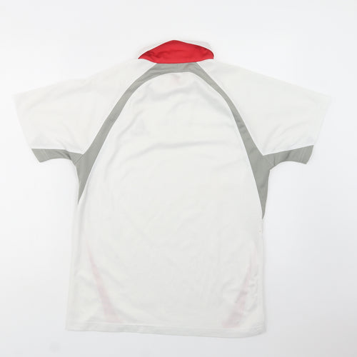 Ashaway Mens White Colourblock Polyester  Polo Size S Collared Zip