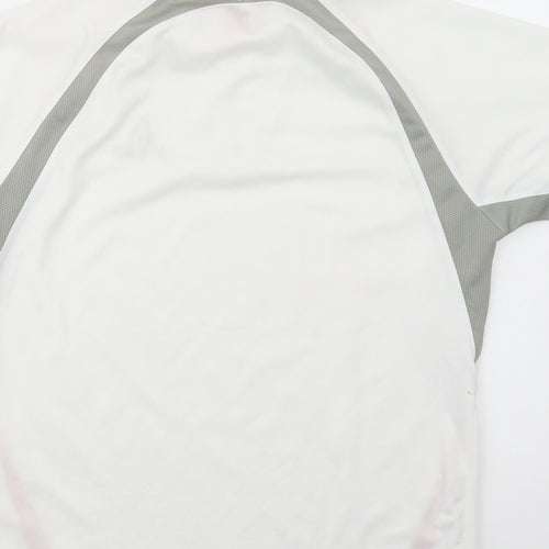 Ashaway Mens White Colourblock Polyester  Polo Size S Collared Zip