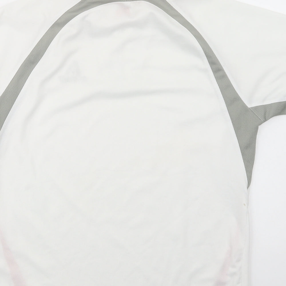 Ashaway Mens White Colourblock Polyester  Polo Size S Collared Zip