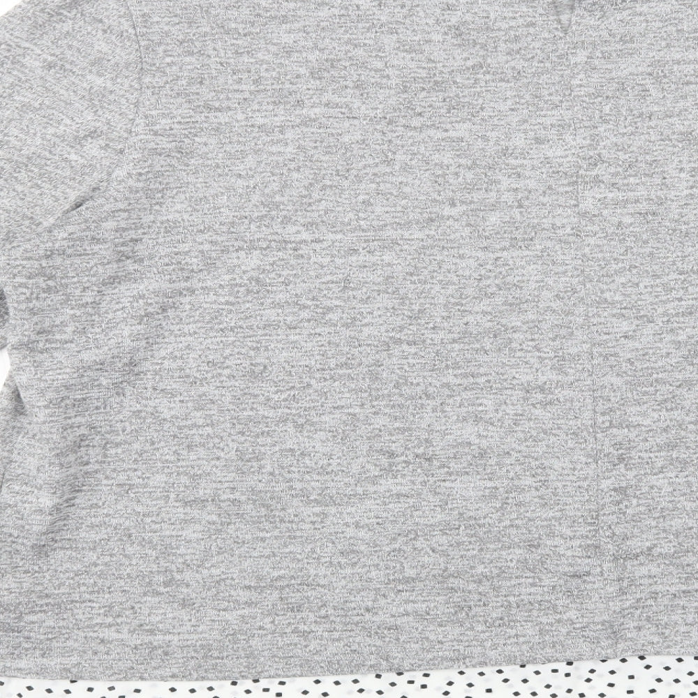 Primark Womens Grey Geometric Polyester Tunic Blouse Size 18 Collared