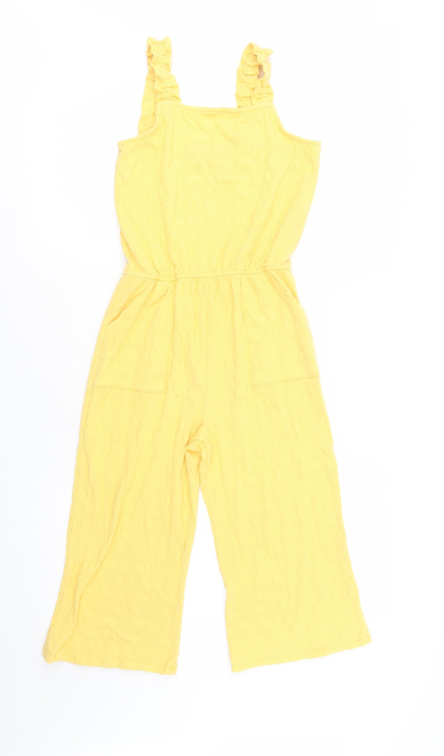 Primark Girls Yellow  Cotton Jumpsuit One-Piece Size 11-12 Years  Pullover