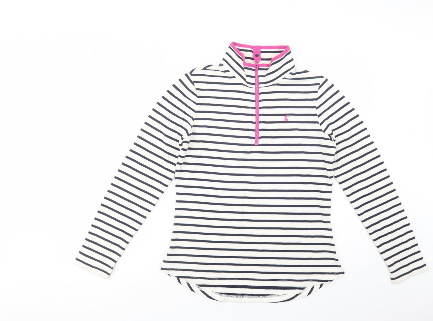 Joules Womens White Striped Cotton Pullover Sweatshirt Size 12  Zip