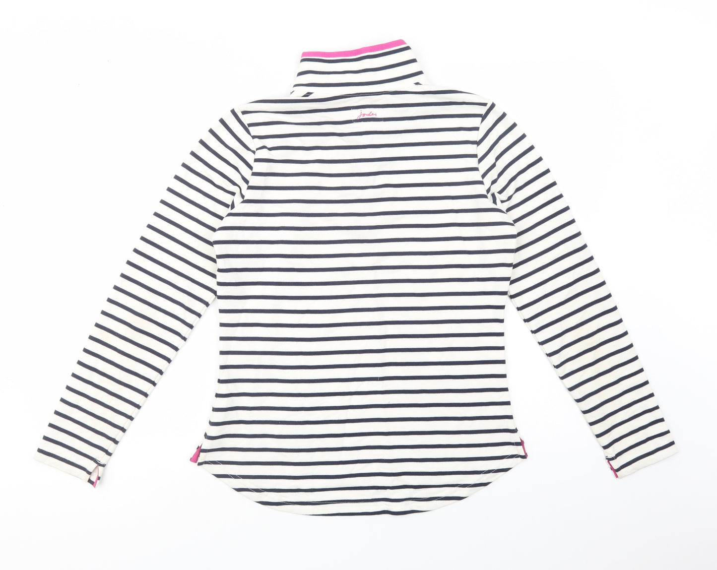 Joules Womens White Striped Cotton Pullover Sweatshirt Size 12  Zip