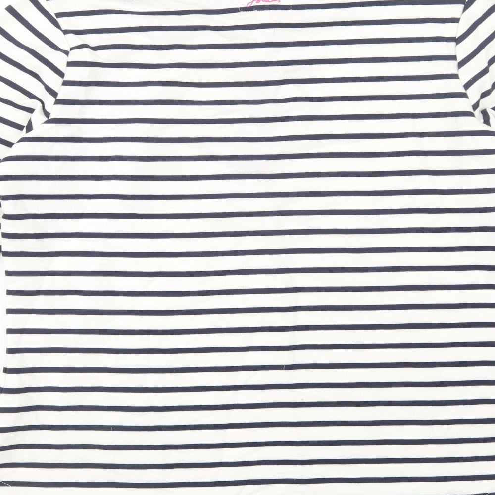 Joules Womens White Striped Cotton Pullover Sweatshirt Size 12  Zip