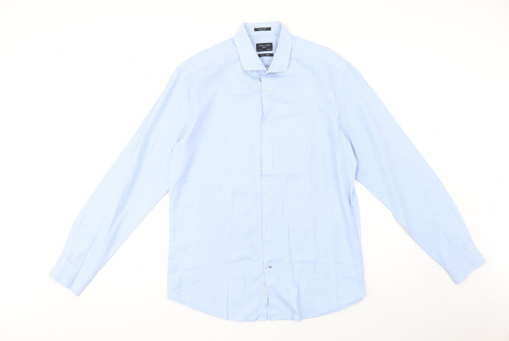 Sfera Men Mens Blue  Cotton  Dress Shirt Size L Collared Button