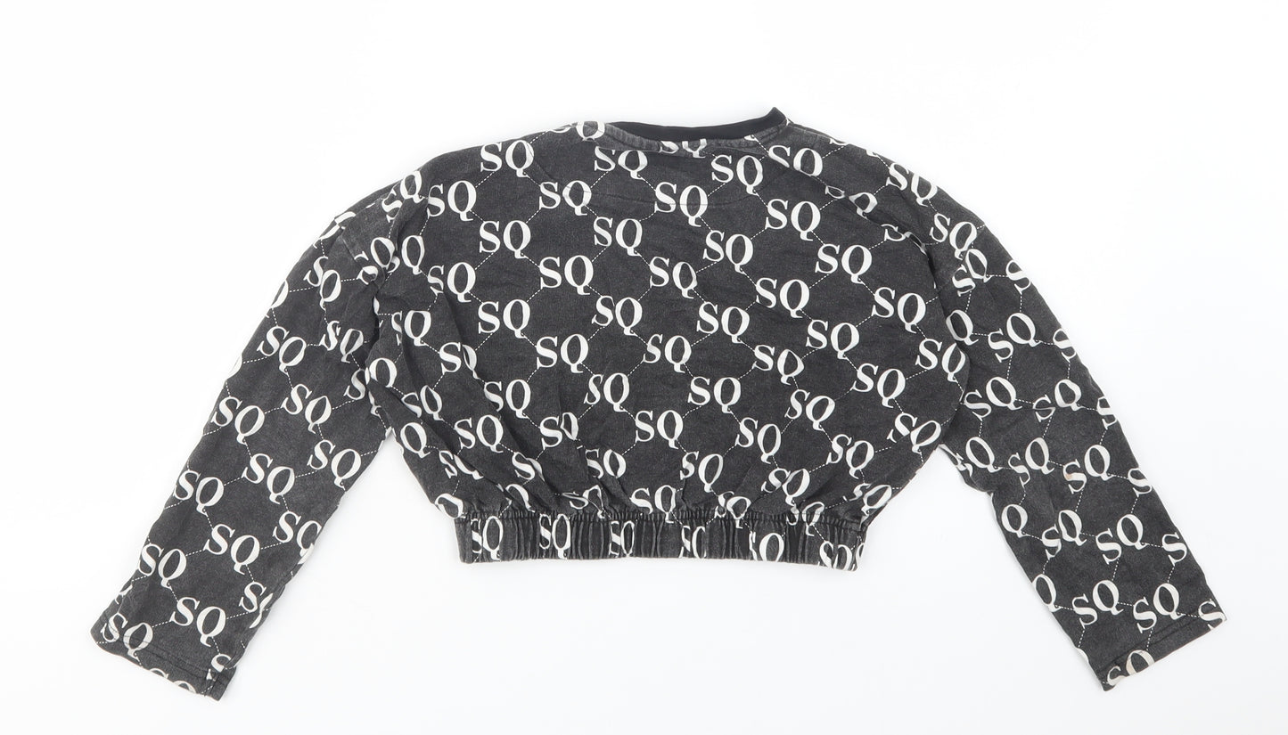Studio Girls Black Geometric Cotton Pullover Sweatshirt Size 8-9 Years  Pullover - Cropped