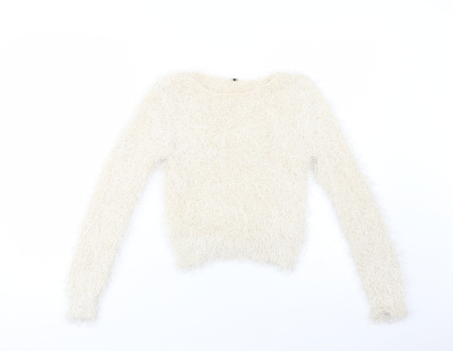 H&M Womens Beige Boat Neck  Polyester Pullover Jumper Size S