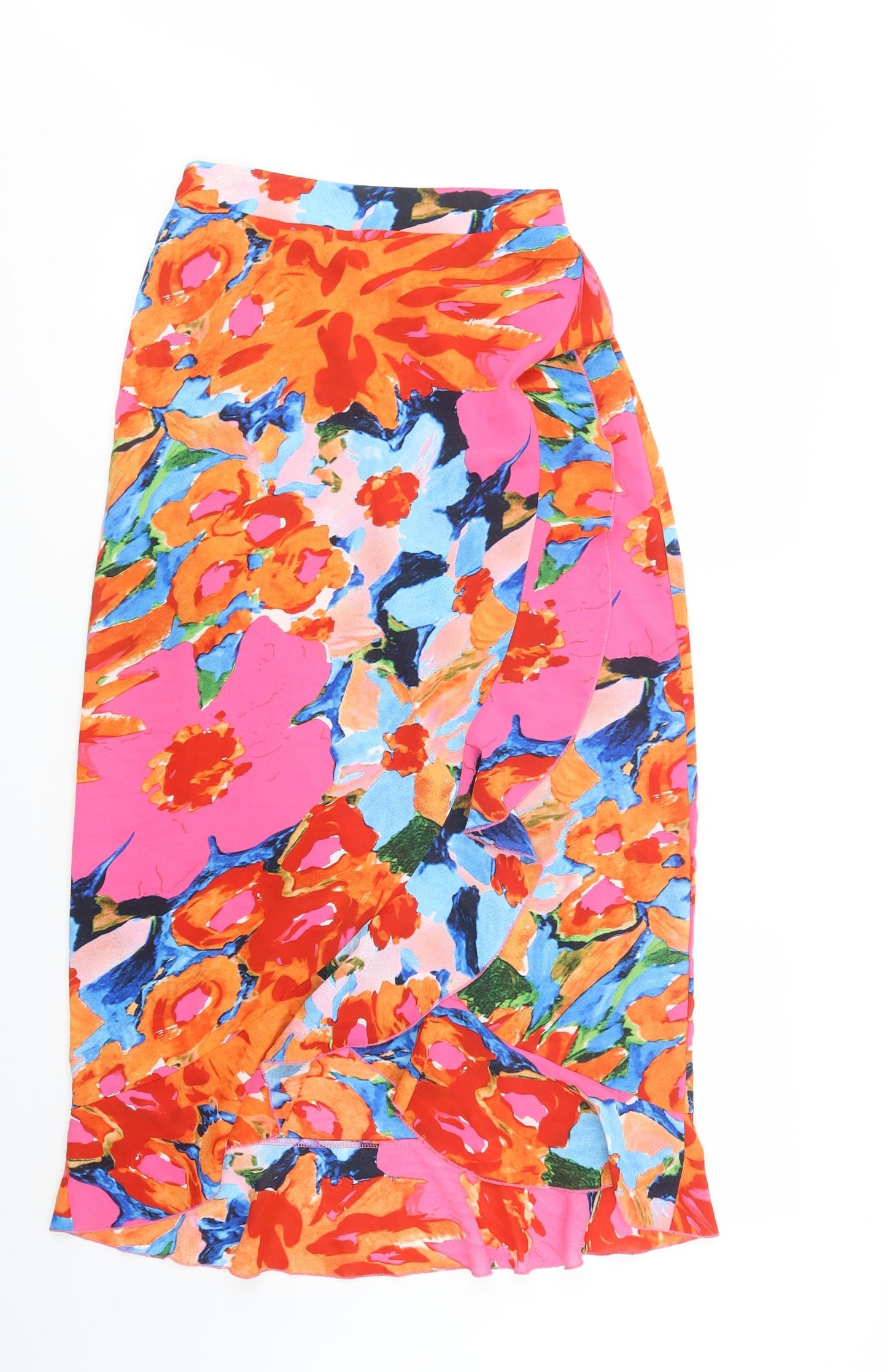 Girl in Mind Womens Multicoloured Floral Polyester Wrap Skirt Size 8