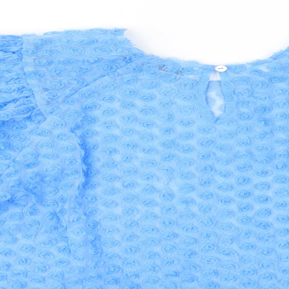 Zara Womens Blue  Polyester Basic Blouse Size S Crew Neck