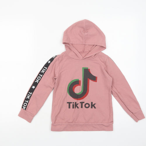 Preworn Girls Pink  Cotton Pullover Hoodie Size 6 Years  Pullover - Tik Tok