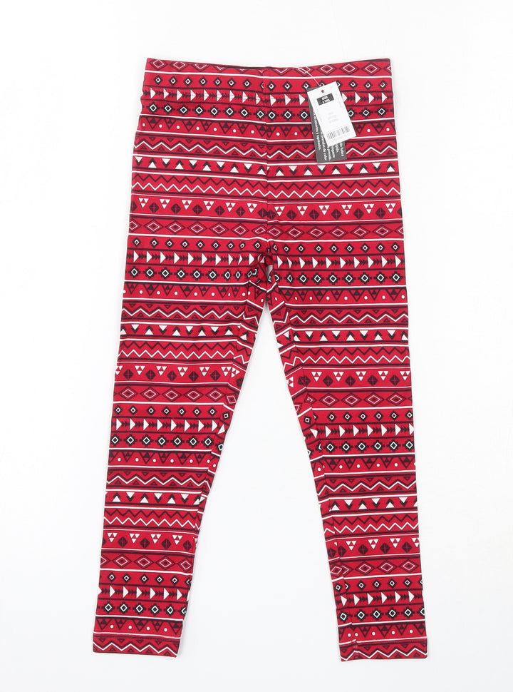 St Bernard for Dunnes stores Girls Red Geometric Cotton Jogger Trousers Regular - Leggings