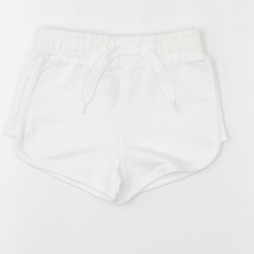 Dunes Girls White  Cotton Sweat Shorts Size 5 Years  Regular Drawstring