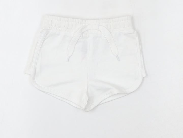 Dunes Girls White Cotton Sweat Shorts Size 5 Years Regular Drawstring