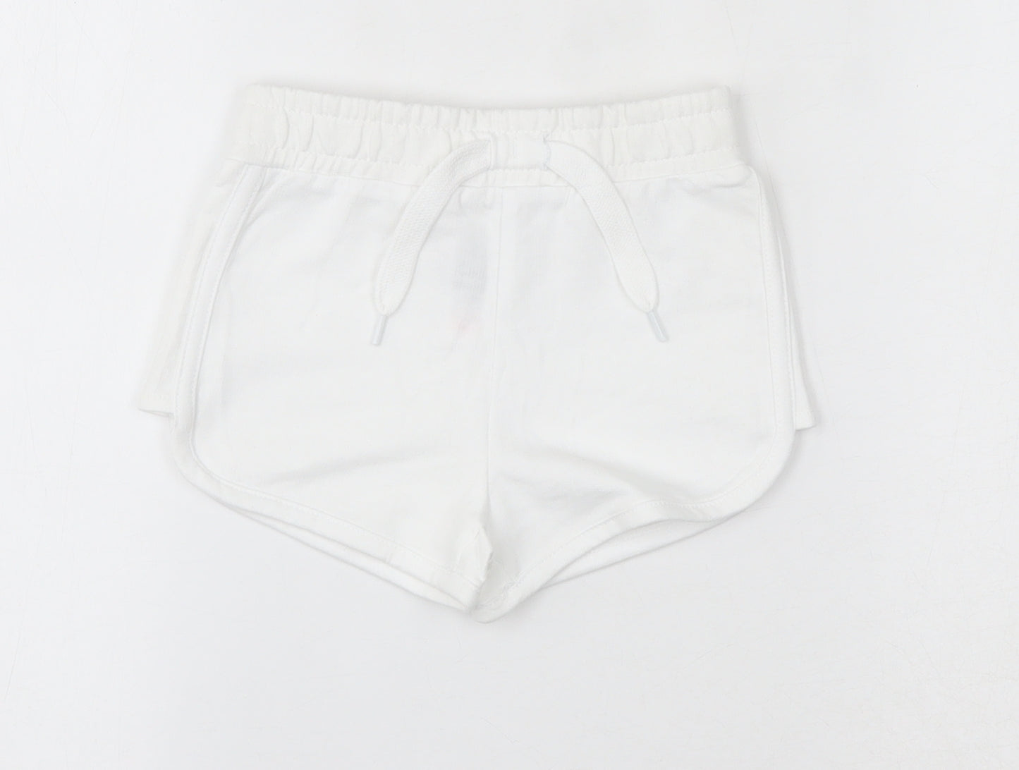 Dunes Girls White  Cotton Sweat Shorts Size 5 Years  Regular Drawstring