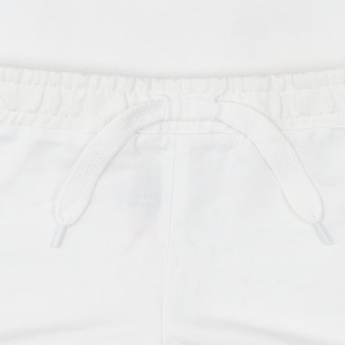 Dunes Girls White  Cotton Sweat Shorts Size 5 Years  Regular Drawstring