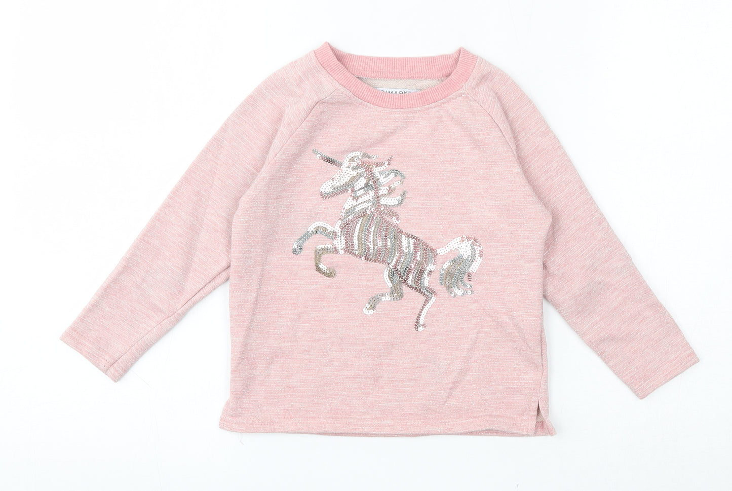 Primark Girls Pink  Polyester Pullover Sweatshirt Size 4-5 Years   - Horse