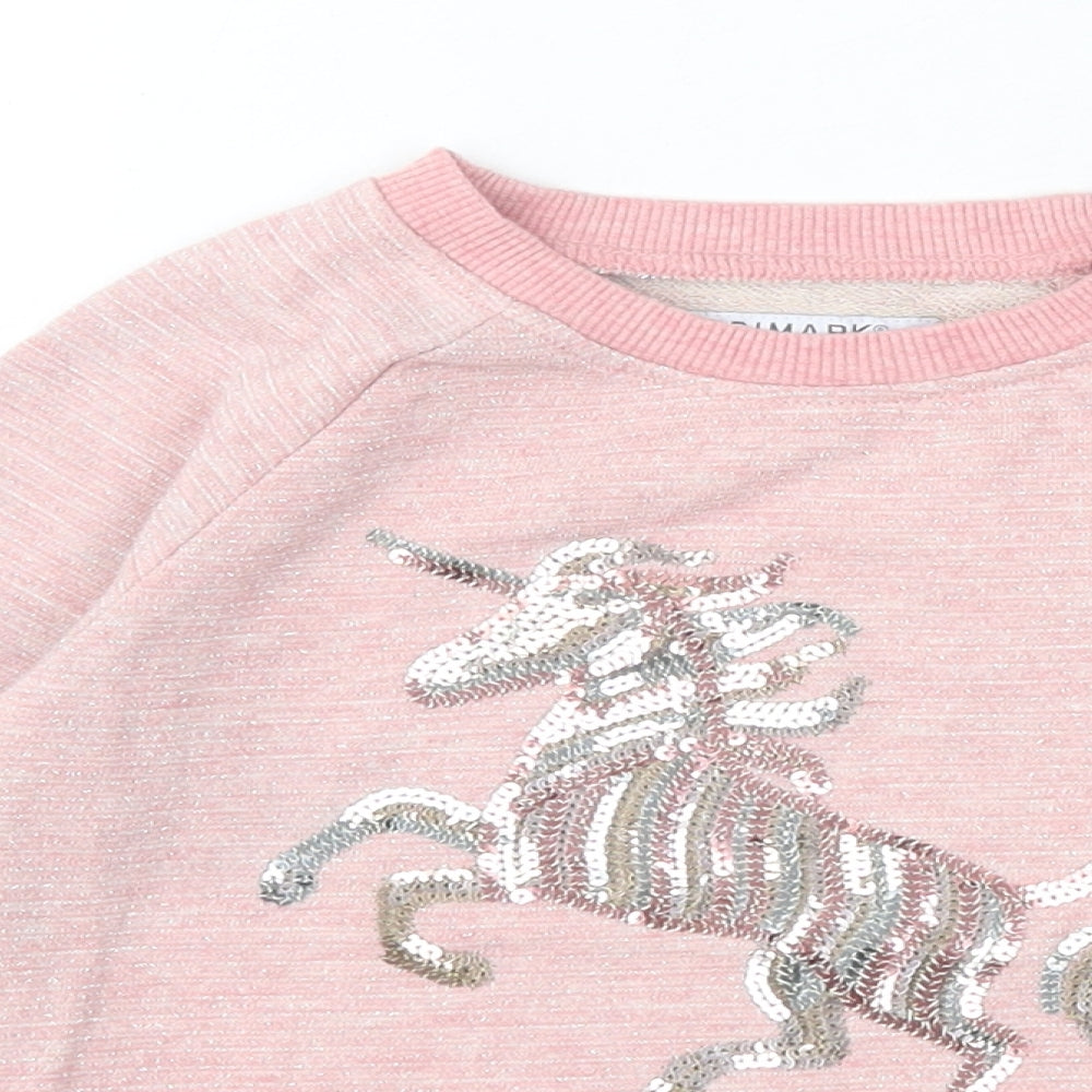 Primark Girls Pink  Polyester Pullover Sweatshirt Size 4-5 Years   - Horse