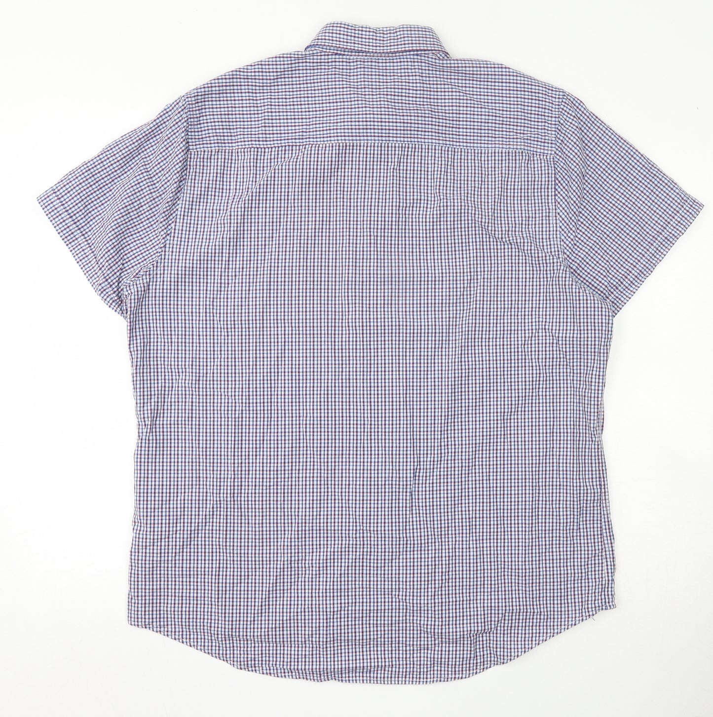 F&F Mens Blue Check Cotton  Button-Up Size XL Collared