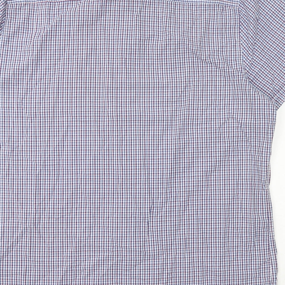 F&F Mens Blue Check Cotton  Button-Up Size XL Collared