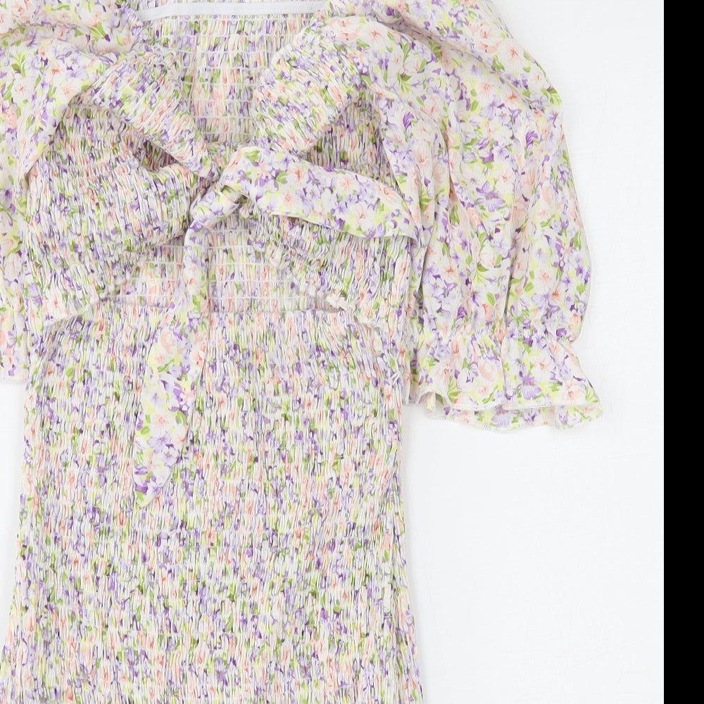 SheIn Womens Multicoloured Floral Polyester Skater Dress  Size S  V-Neck