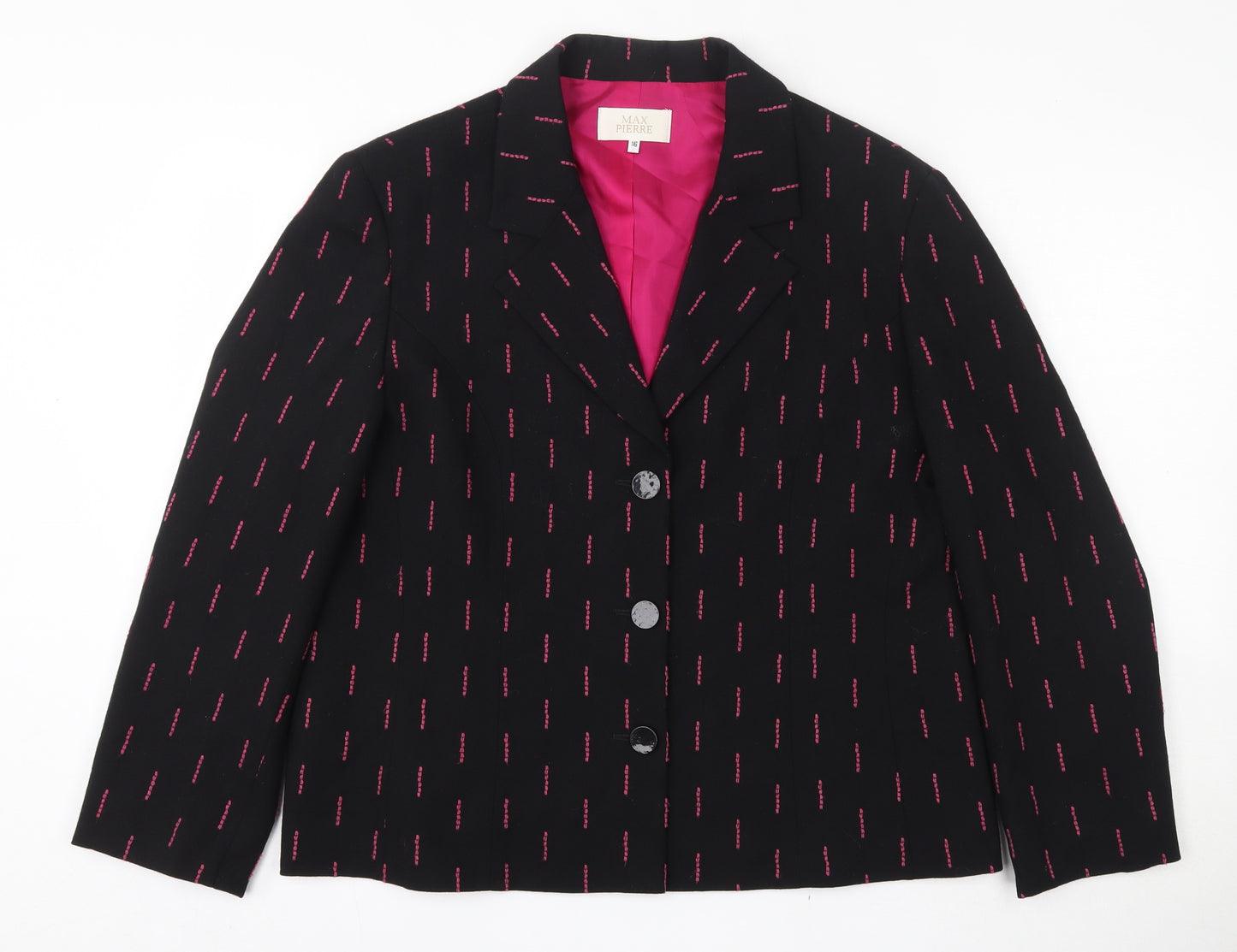 Max Pierre Womens Black   Jacket Blazer Size 16  Button