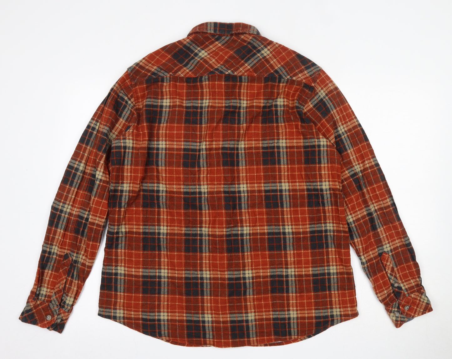 Kensington Mens Multicoloured Plaid Cotton  Button-Up Size XL Collared Button