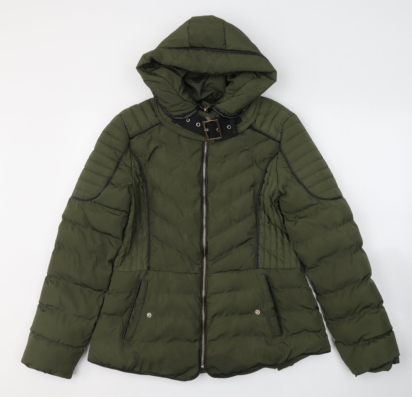 QED London Womens Green   Puffer Jacket Coat Size 10  Zip
