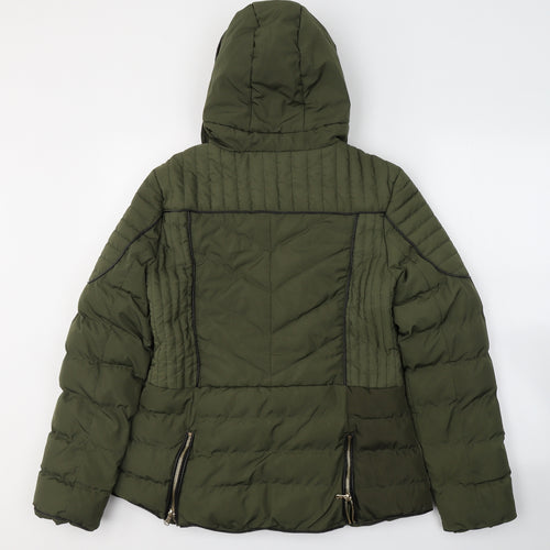 QED London Womens Green   Puffer Jacket Coat Size 10  Zip