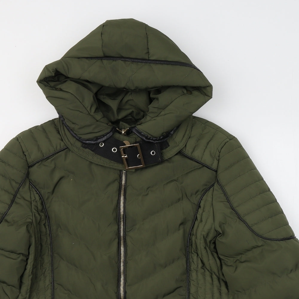 QED London Womens Green   Puffer Jacket Coat Size 10  Zip