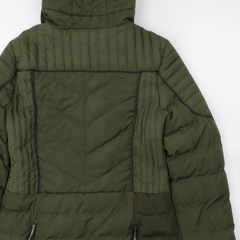 QED London Womens Green   Puffer Jacket Coat Size 10  Zip