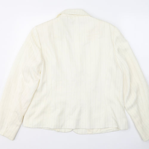 Vogue Womens Ivory Striped  Jacket Blazer Size 16  Button